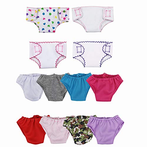 Product Cover XADP 12 Pack Doll Diapers Underwear Set for 14 Inch to 18 Inch Baby Dolls, 18 Inch American Girl Doll, and Other Similar Dolls, 4 Diapers + 8 Pants
