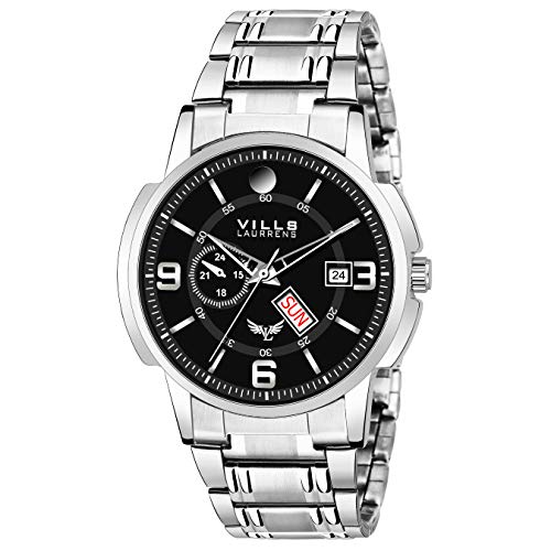 Product Cover Vills Laurrens Metallic Black Day and Date Men's Watch VL-1190
