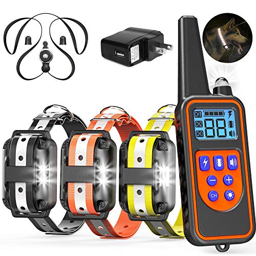 Product Cover Veckle Dog Training Collar, 2019 Upgraded Rechargeable Shock Collar for 3 Dogs Waterproof Dog Shock Collar with Remote, Beep, Vibration Dog Static Collar for Large Medium Dogs with Charger Adapter