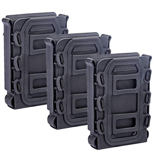 Product Cover WOLFBUSH 3Pcs Tactical Fast Mag WST TPR Flexible Magazine Pouch for Ar15 M4 5.56/7.62 Mag Pouch (Black)