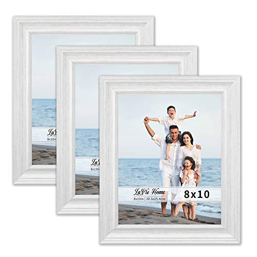 Product Cover LaVie Home 8x10 Picture Frames (3 Pack, Distressed White Wood Grain) Rustic Photo Frame Set with High Definition Glass for Wall Mount & Table Top Display, Set of 3 Elite Collection