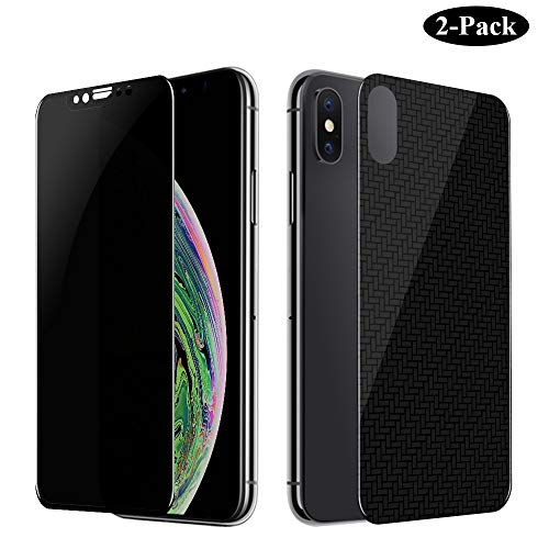 Product Cover GAHOGA iPhone Xs Max Privacy Full Coverage Screen Protector with Full Coverage Carbon Fiber Back Screen Protector [Front and Back][Anti-Peep][Full Body Protection] for iPhone Xs max - Black