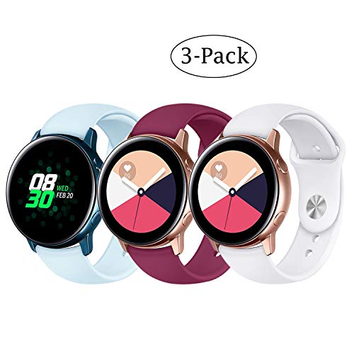 Product Cover Fit Samsung Galaxy Watch (42mm)/ Galaxy Watch Active (40mm) Bands, 3Pack 20mm Quick Release Stylish Sport Silicone Bands Straps Wristbands Bracelet Watch Band for 42mm Galaxy Watch (Blue Red White)