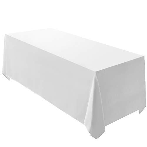 Product Cover Surmente Tablecloth 90 x 132-Inch Rectangular Polyester Table Cloth for Weddings, Banquets, or Restaurants (White，2 Pack) ...