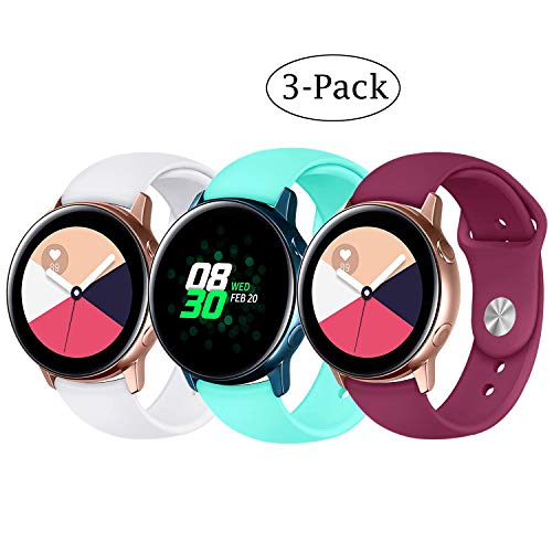 Product Cover Fit Samsung Galaxy Watch (42mm)/ Galaxy Watch Active (40mm) Bands, 3Pack 20mm Quick Release Stylish Sport Silicone Bands Straps Wristbands Bracelet Watch Band for 42mm Galaxy Watch (White Green Red)