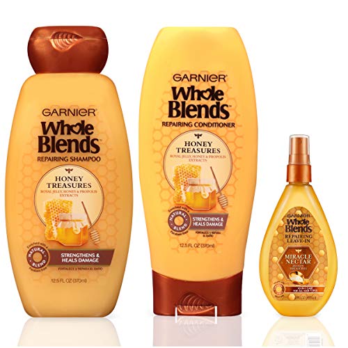 Product Cover Garnier Hair Care Whole Blends Honey Treasures Repairing Hair Care with Shampoo, Conditioner, and Miracle Nectar 10-in-1 Treatment, For Damaged Hair, Paraben Free 1 Kit