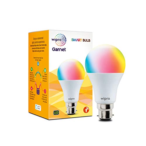 Product Cover Wipro WiFi Enabled Smart LED Bulb B22 9-Watt (16 Million Colors + Warm White/Neutral White/White) (Compatible with Amazon Alexa and Google Assistant)