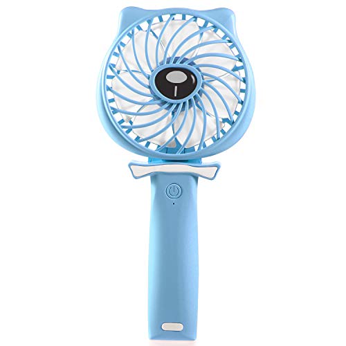 Product Cover TriPole Mini Handheld Fan 2600mAh Battery Operated Fan 3 Speed Adjustable USB Rechargeable Small Portable Personal Fan Foldable Stroller Desk Table Fan For Girls Woman Home Office Outdoor Travel, Blue
