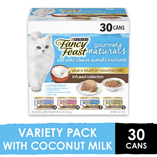 Product Cover Purina Fancy Feast Natural Wet Cat Food Variety Pack, Gourmet Naturals With Coconut Milk Infused Collection - (30) 3 oz. Cans