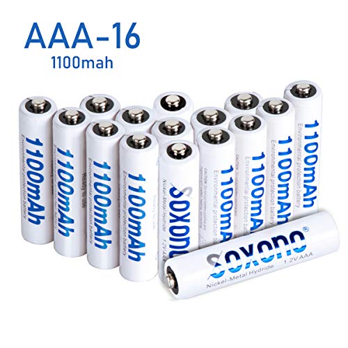 Product Cover AAA Batteries Rechargeable,Sonoxo AAA Batteries(16 Pack) High Capacity 1100mAh Battery Pack with Low Self Discharge