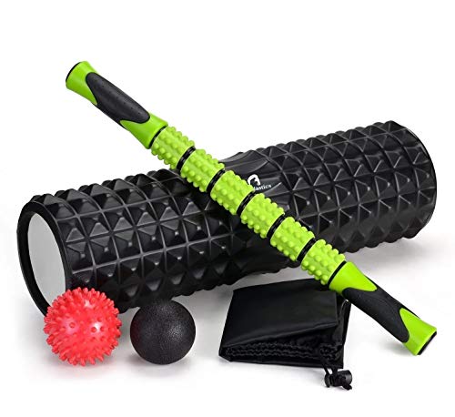 Product Cover Bodylastics Complete Deep Tissue Body Massaging Kit Includes Foam Roller, Stick and Balls with Bag (Black)