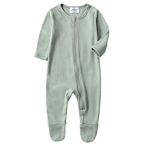 Product Cover O2Baby Baby Boys Girls Organic Cotton Zip Front Sleeper Pajamas, Footed Sleep 'n Play（0-3Months,Desert Sage）