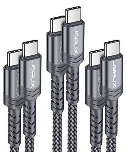 Product Cover JSAUX USB C to C Fast Charging Cable 3A [1ft+3.3ft+6.6ft 3-Pack] USB Type C Braided Cord Compatible with Samsung Galaxy Note10/Note10 Plus, Google Pixel 2/3/3a/4/2 XL/3 XL/4 XL,iPad pro 2018 etc -Grey