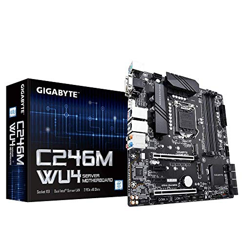 Product Cover Gigabyte C246M-WU4 (Intel C246/Micro ATX/DDR4 Support ECC/2xPCIEx16/Dual Intel Server GbE LAN/8xSATA3/2xM.2/USB 3.1 Type-A/Server Motherboard)