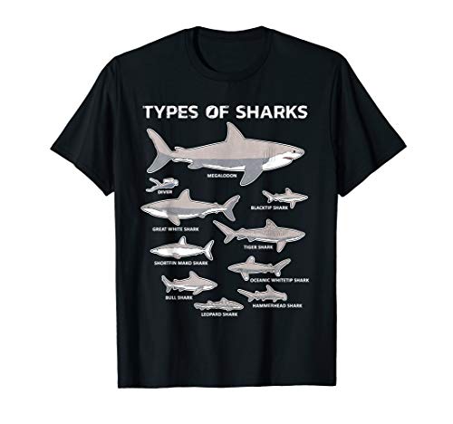Product Cover 9 Types Of Sharks T-Shirt Educational Academic Ocean Tee