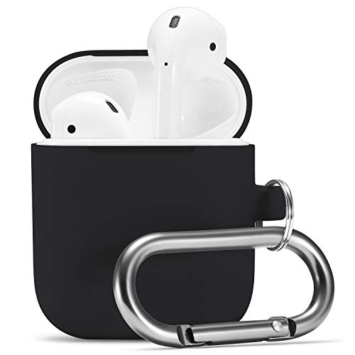 Product Cover Airpods Case, Airpod Silicone Skin Cases Cover by Camyse, Full Protective Durable Shockproof Drop Proof with Keychain Compatible with Apple Airpods 2 & 1 Charging Case,Airpods Accesssories (Black)
