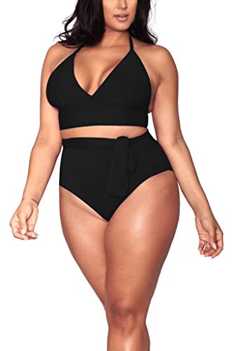 Product Cover Sovoyontee Women's Plus Size High Waisted Tummy Control Swimwear Swimsuit Full Coverage
