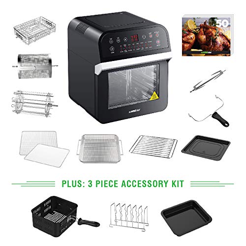 Product Cover GoWISE USA 12.7-Quart 15-in-1 Electric Air Fryer Oven w/Rotisserie and Dehydrator, 1600W with 10 Accessories and 3-Piece Air Fryer Oven Accessory Set + 50 Recipes for Your Air Fryer Oven Cookbook (Black)