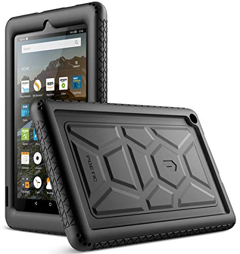 Product Cover Poetic All-New Fire 7 Tablet Case (9th Gen, 2019 Release), Heavy Duty Shockproof Kids Friendly Silicone Protective Case Cover, Corner Protection, Sound-Amplification Feature, Black