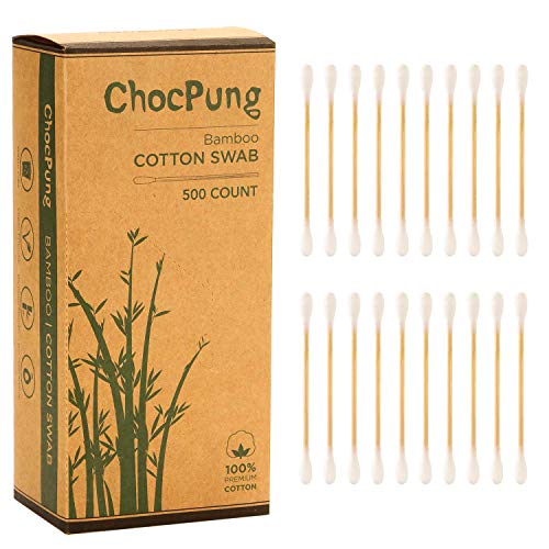 Product Cover ChocPung Biodegradable Eco Friendly Organic Natural Bamboo Handle Cotton Swab, 500CT