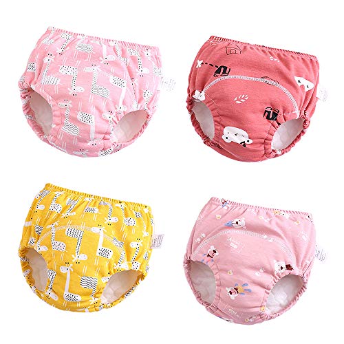 Product Cover U0U Baby Girls' 4 Pack Cotton Training Pants Toddler Potty Training Underwear for Boys and Girls 12M-4T (Girls, 12M-2T) Pink