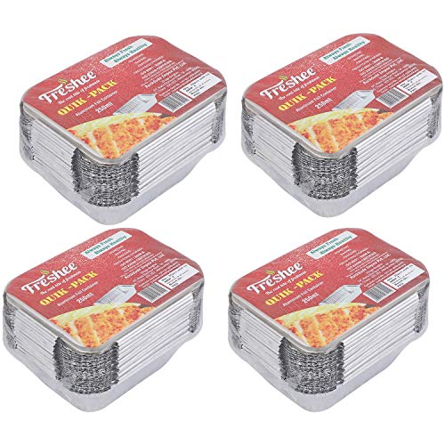 Product Cover Freshee Pack of 4 x 25 pcs Aluminium Silver Foil Container 250ml | Food Storage Disposable Containers with Lid for Kitchen | Bacteria Resistant
