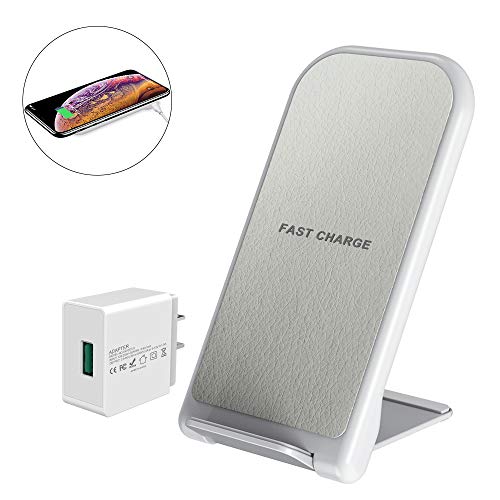 Product Cover Wireless Charger, Jabuer 10W Qi-Certified Wireless Charging Stand for Galaxy S10/S9/S9+/Note 9/9+/8/8+, 7.5W Compatible iPhone XR/XS/XS Max/X/8/8+,5W for All Qi-Enabled Phones (with QC 3.0 Adapter)