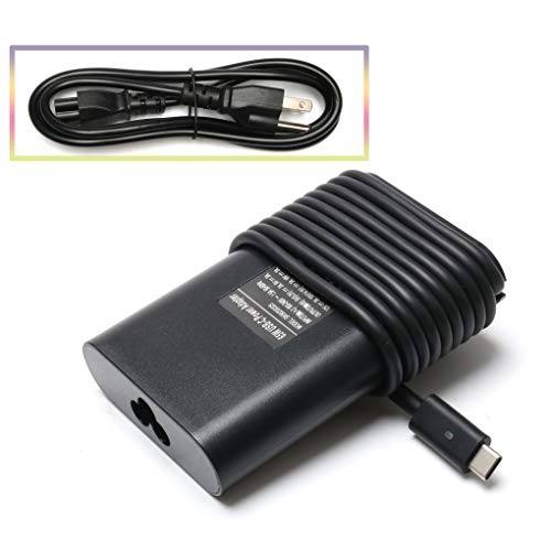 Product Cover 65W Type-C Charger Laptop Power Cord Fit for Dell Latitude 12 5285 5289 5290 7212 7275 7285 7290, XPS 13 9350 9360 9365 9370