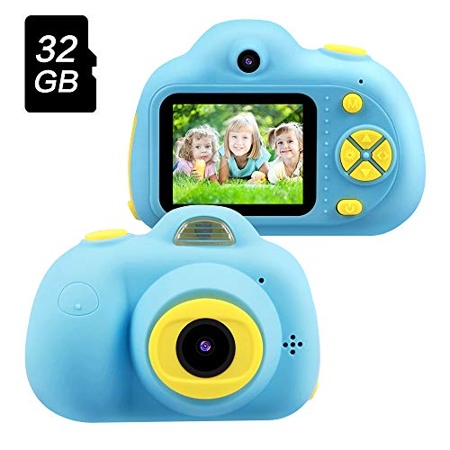 Product Cover Best Birthday Gifts for Boys Age 3-8,OMWay Kids Digital Video Camera for Boys,Toys for Boys 4 5 6 7 8 Year Old,8MP HD Camcorders,Blue(32GB SD Card Included).