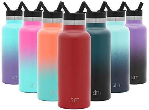 Product Cover Simple Modern 17oz Ascent Water Bottle with Straw Lid - Stainless Steel Hydro Tumbler Flask - Double Wall Vacuum Insulated Small Reusable Metal Leakproof -Cherry