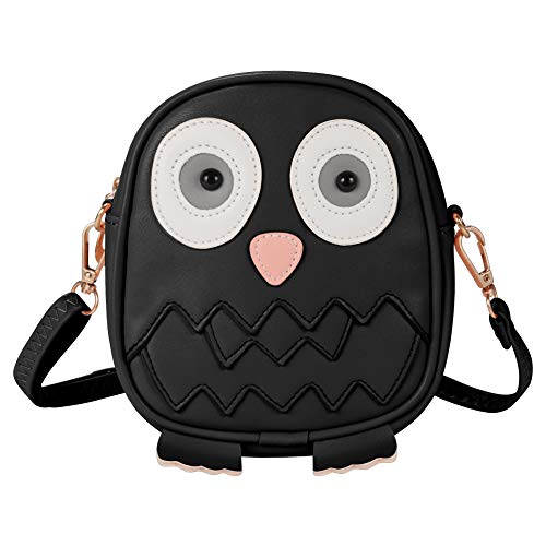 Product Cover Kids Shoulder Bag Crossbody Purse Mini Cartoon Animal Preschool Messenger Handbag for Children Toddler Baby Girls DEEKEY (Owl Black)