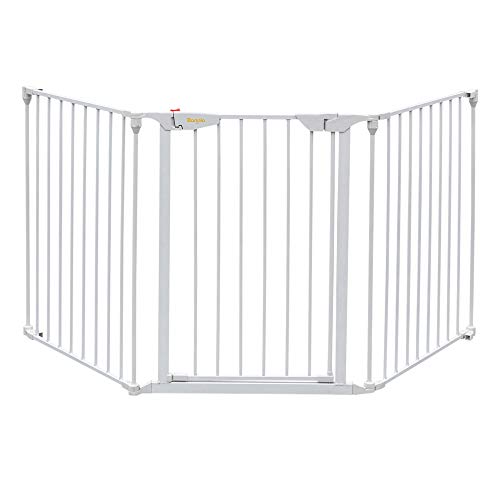 Product Cover Bonnlo 73-Inch Versatile Safety Gate Metal Baby/Pet Gate Configurable Dog Barrier - Ideal for Wide Door Openings, Stairways, Doorways, Includes Wall Mounts (25.39