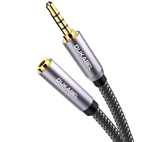 Product Cover DuKabel Top Series 3.5mm Extension (8 Feet / 2.4 Meters) TRRS 4-Pole Headphone Cable Male to Female 3.5mm Audio Cable Crystal-Nylon Braided / 24K Gold Plated / 99.99% 4N OFC Conducto