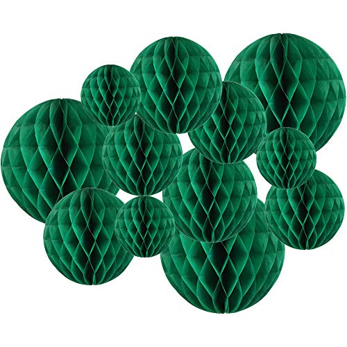 Product Cover Just Artifacts Decorative Tissue Paper Honeycomb Balls 12pcs Assorted Size (Color: Emerald Green)