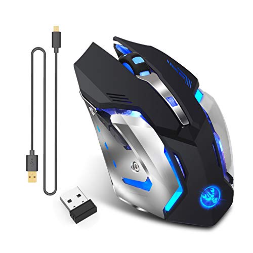 Product Cover Rechargeable 2.4Ghz Wireless Gaming Mouse with USB Receiver,7 Colors Backlit for MacBook, Computer PC, Laptop (600Mah Lithium Battery) (X70 Black)