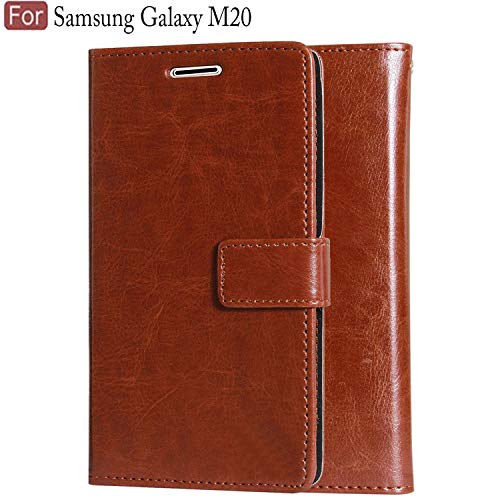 Product Cover CEDO PU Leather Magnetic Flip Cover Wallet Back Cover Case for Samsung Galaxy M20 (Brown)
