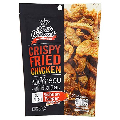Product Cover Max Oceans Brand, Crispy Fried Chicken, Crispy Chicken Skin, Sichuan Pepper Flavour, Size 30g X 4 Packs
