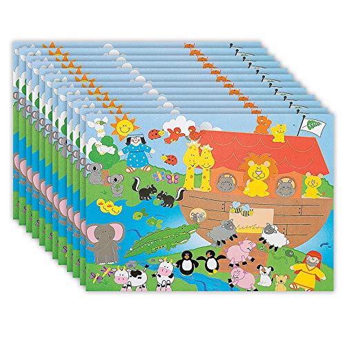 Product Cover Kicko Make an Ark Stickers - Set of 12 Ship Stickers Scene for Birthday Treat, Goody Bags, School Activity, Group Projects, Room Decor, Arts and Crafts