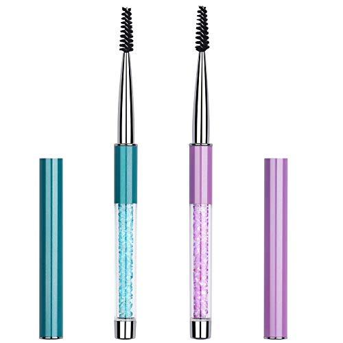 Product Cover 2PCS Mascara Brushes Eyebrow Eyelash Brushes Mascara Wands Applicators Eye Brushes Portable Cosmetic Brushes with Cap for Travel