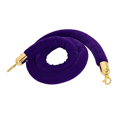 Product Cover Almencla 59/78.7/118.1 inches Barrier Rope Crowd Control Stanchion Queue Velvet Rope with Gold Color Plated Hooks - as described+as described, Purple 78.7 inch