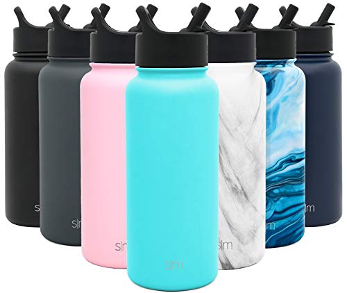 Product Cover Simple Modern 32 oz Summit Water Bottle with Straw Lid - Gifts for Men & Women Hydro Vacuum Insulated Tumbler Flask Double Wall Liter - 18/8 Stainless Steel -Caribbean