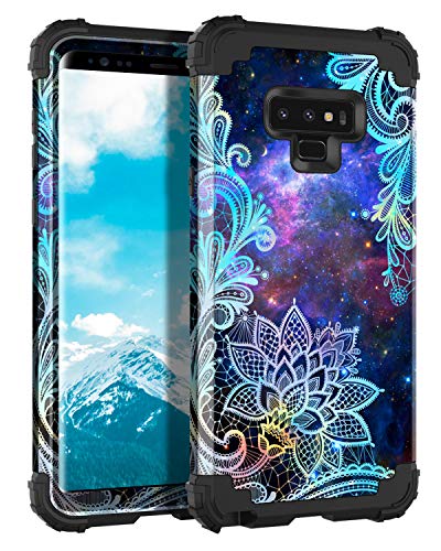 Product Cover Casetego Compatible Galaxy Note 9 Case,Floral Three Layer Heavy Duty Hybrid Sturdy Armor Shockproof Full Body Protective Cover Case for Samsung Galaxy Note 9,Mandala