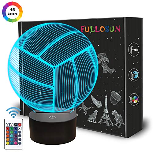 Product Cover FULLOSUN Volleyball 3D Night Light, Sport Light 3D Illusion Lamp for Kids with Remote Control 16 Colors Changing, Creative Birthday Beach Volleyball Lover Gifts for Boys Decoration for Kids Bedroom