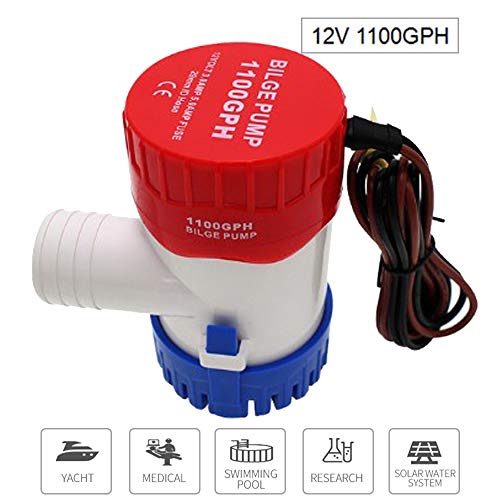 Product Cover MAXZONE Submersible Boat Bilge Water Pump 12v 1100gph Non-Automatic Marine Electric Bilge Pump for Ponds, Pools, Spas Silent, Boat Caravan RV Submersible
