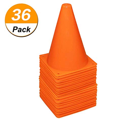 Product Cover [ 36 Pack ] 7 Inch Plastic Traffic Cones Sport Training Traffic Cone Sets Field Marker Cones for Skate Soccer Indoor/Outdoor Agility Training & Festive Events Physical Education Flexible - Orange