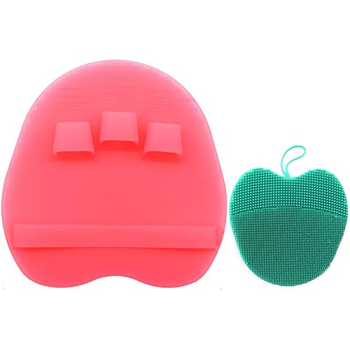 Product Cover Pure Silicone Body Brush Shower Scrubber Gentle Exfoliating Bath Shower Tool, with Super Soft Manual Facial Cleansing Brush