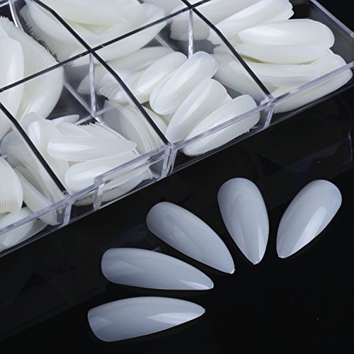 Product Cover ECBASKET Stiletto Nails Natural Acrylic Nails Pointed Fake Nails Long Full Cover Artificial Nails for Halloween 500pcs 10 Sizes with Box