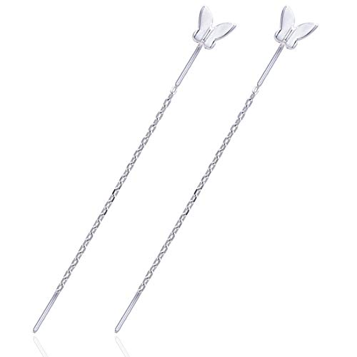 Product Cover OwMell 925 Sterling Silver Butterfly Tassel Earrings Long Threader Earrings Chain for Women