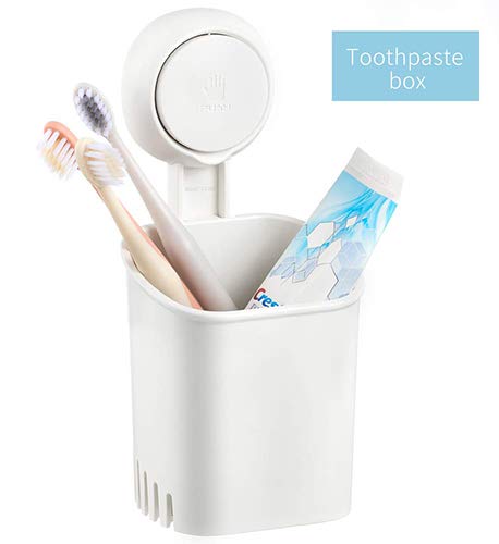 Product Cover Budget & Good Suction Cup Toothbrush Holder- Strong Suction Wall Hanging Mounted- Bathroom Organizer Shower Holder for Kids and Adults Electric Toothbrush, Multiple Toothbrush, Toothpaste, Razor