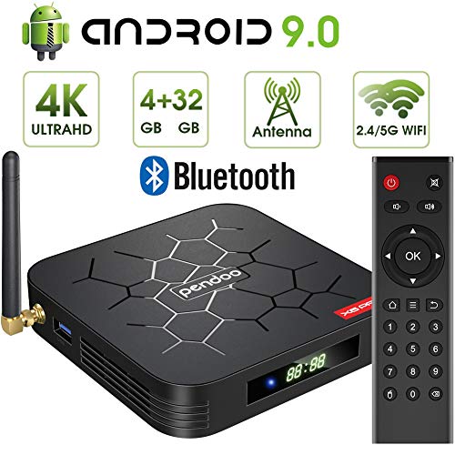 Product Cover Android 9.0 TV Box, Pendoo X6 PRO Android TV Box 4GB RAM 32GB ROM, Dual-WiFi 2.4GHz/5GHz Bluetooth Quad Core 64 Bits 3D/4K Full HD/H.265/USB3.0 Android Box